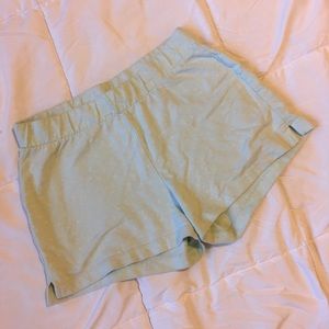 Mint green, white polka dotted shorts
